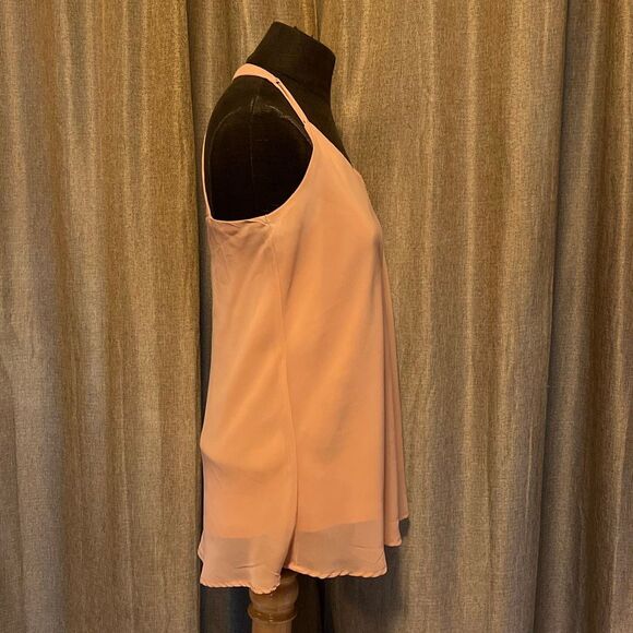 Japna Women's Peach V-Neck Flowy Strappy Racerback Sleeveless Blouse Top Medium - Picture 6 of 7